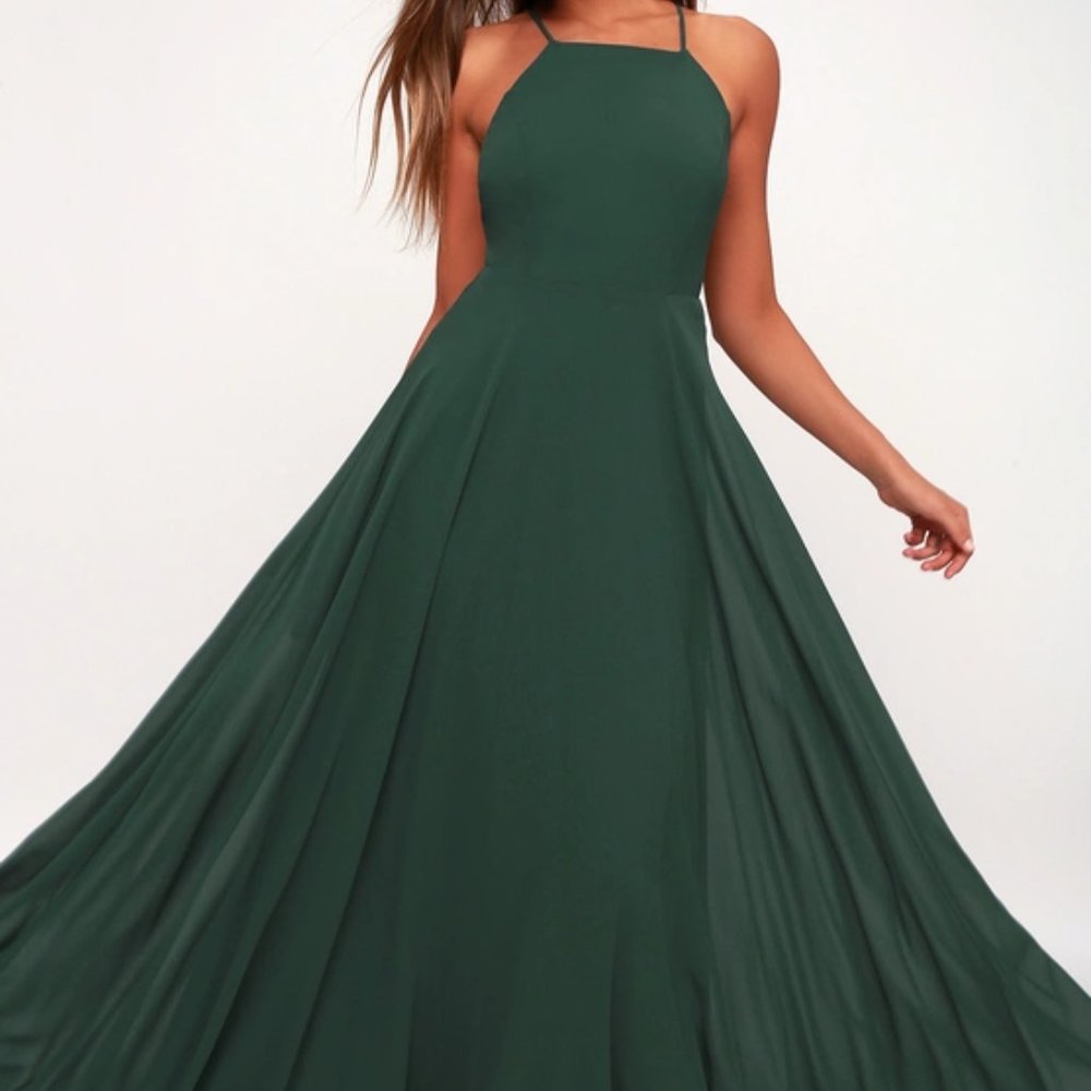 Lulu's Mythical Kind of Love Green Maxi Dress - M